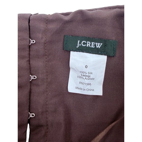 VTG 90s J.Crew Brown Silk Strapless Midi Dress | Elegant Tulle Lined A-Line Gown - Picture 13 of 16